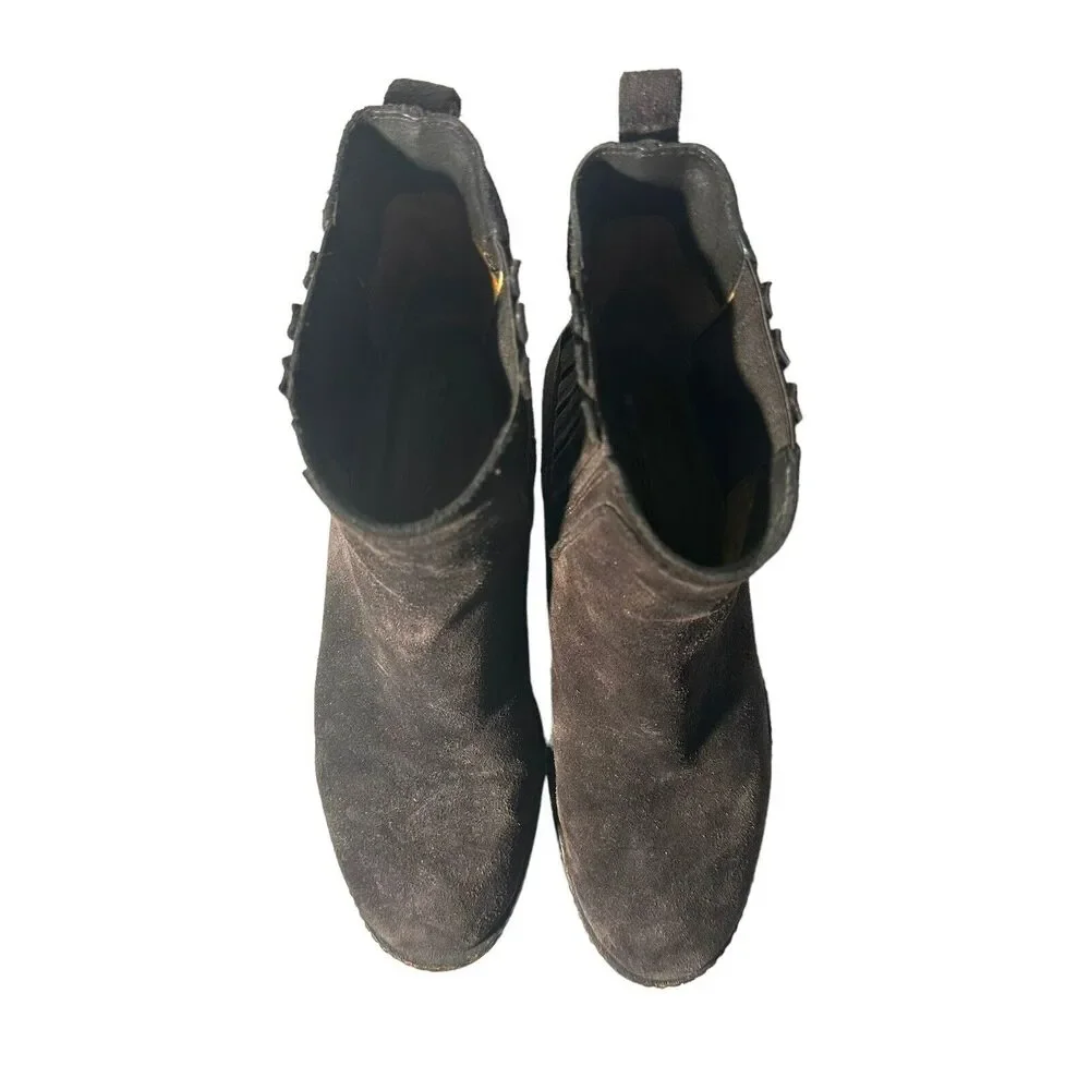 Via Spiga Womens Sz 6 Erisa Chelsea Brown Suede Leather Booties Ankle Boot